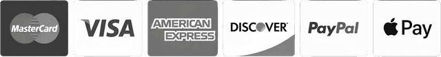 We accept MasterCard, Visa, American Express, Discover, PayPal, and Apple Pay